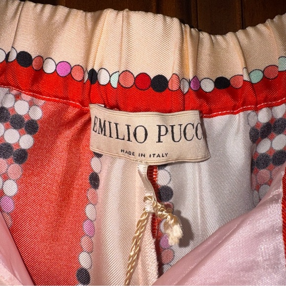 Emilio Pucci 100% Silk Vintage Multicolor Red Striped Print Pants - Picture 9 of 14